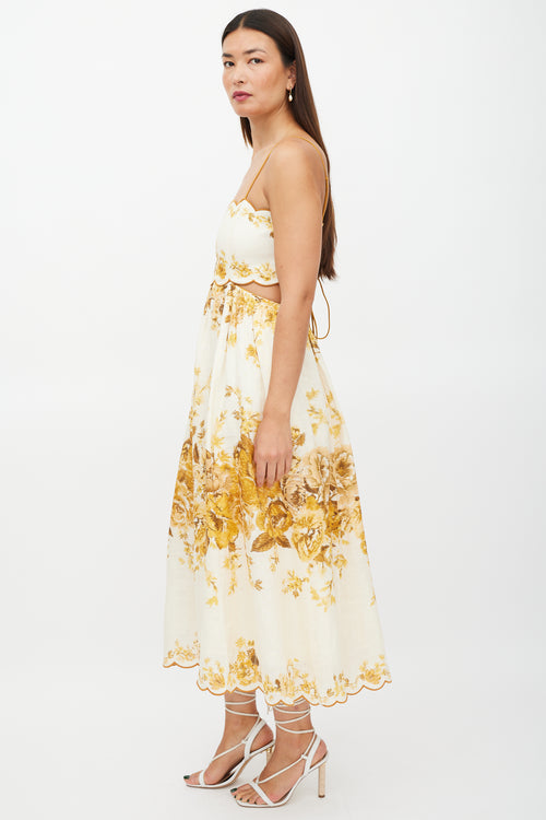 Zimmermann Cream 
Yellow Linen Floral Dress