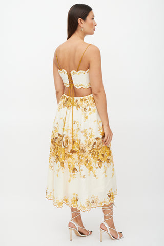 Zimmermann Cream 
Yellow Linen Floral Dress