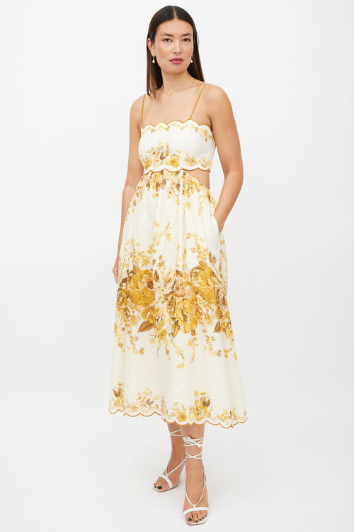 Zimmermann Cream 
Yellow Linen Floral Dress