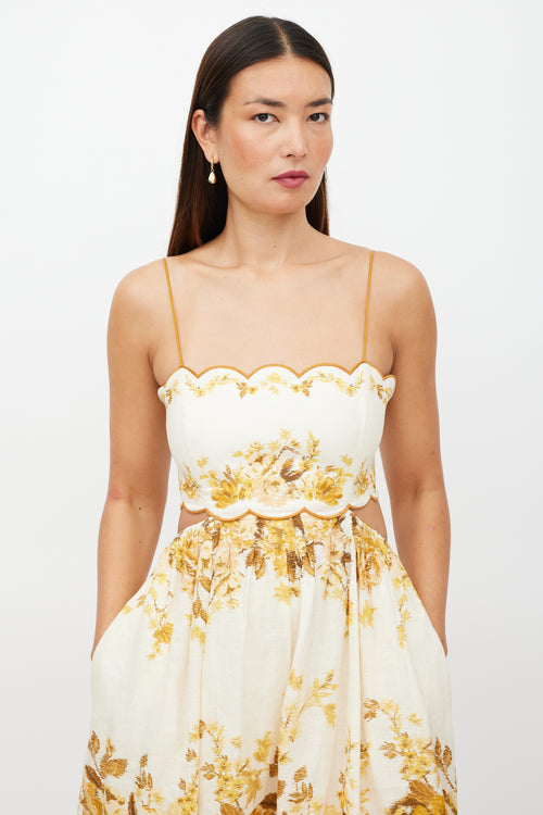 Zimmermann Cream 
Yellow Linen Floral Dress