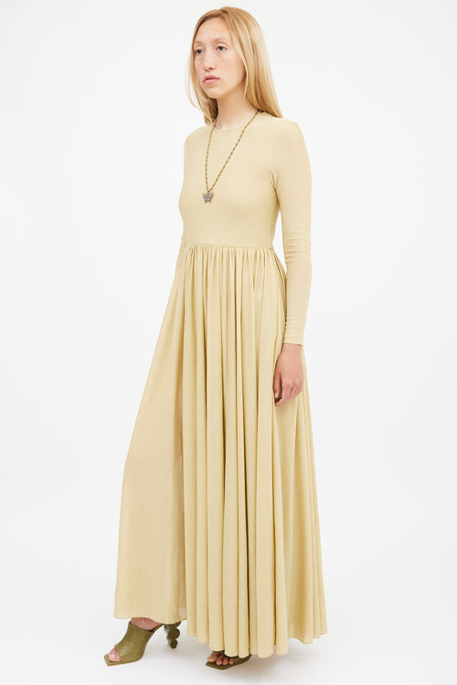 Zimmermann Gold Lyrical Lurex Long Sleeve Dress