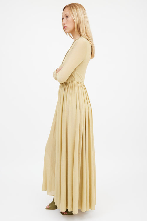 Zimmermann Gold Lyrical Lurex Long Sleeve Dress