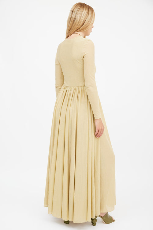 Zimmermann Gold Lyrical Lurex Long Sleeve Dress