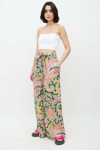 Zimmermann Green 
Multicolour Linen Paisley Trouser