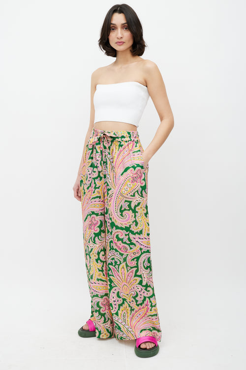 Zimmermann Green 
Multicolour Linen Paisley Trouser