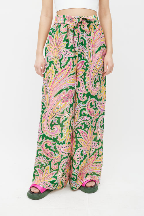 Zimmermann Green 
Multicolour Linen Paisley Trouser