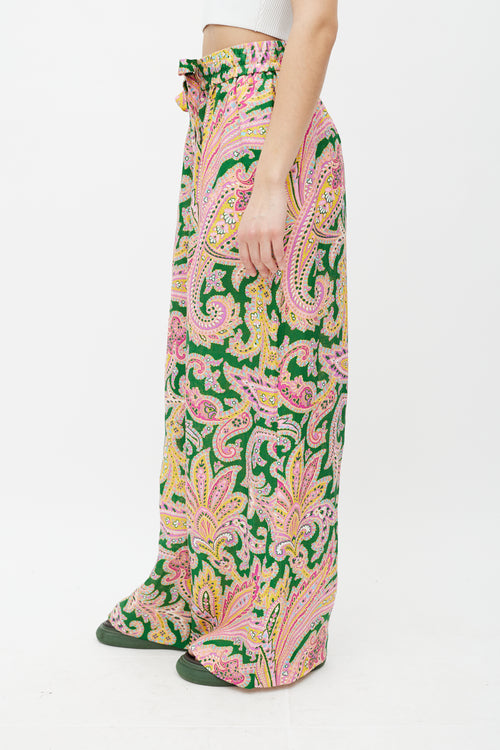 Zimmermann Green 
Multicolour Linen Paisley Trouser