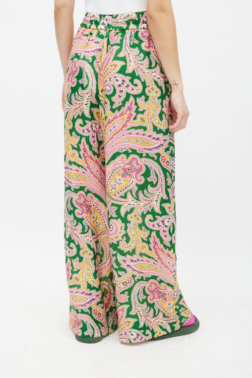 Zimmermann Green 
Multicolour Linen Paisley Trouser