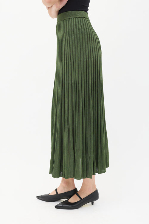 Zimmermann Green Ribbed Knit Midi Skirt