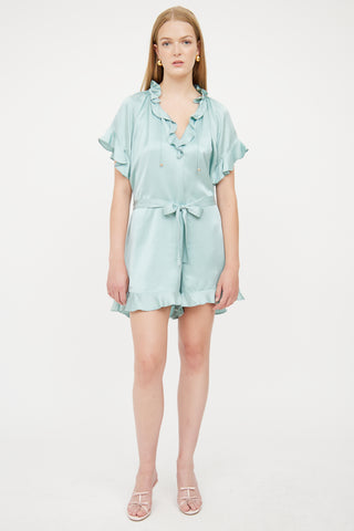 Zimmermann Seafoam Green Silk Ruffle Romper