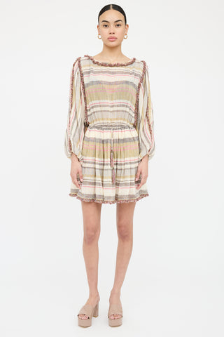 Linen Striped Raw Edge Dress