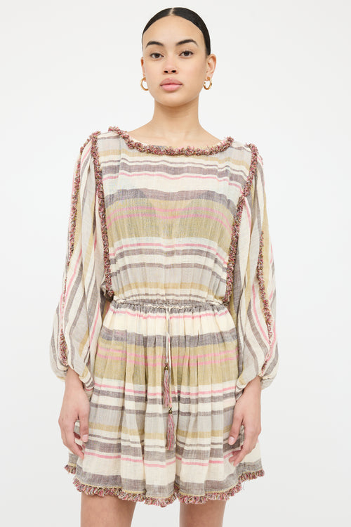 Zimmermann Linen Stripe Raw Edge Dress