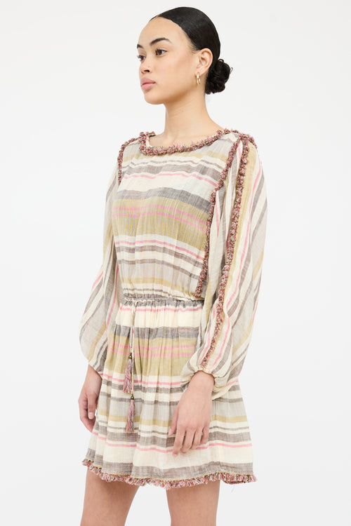 Zimmermann Linen Stripe Raw Edge Dress