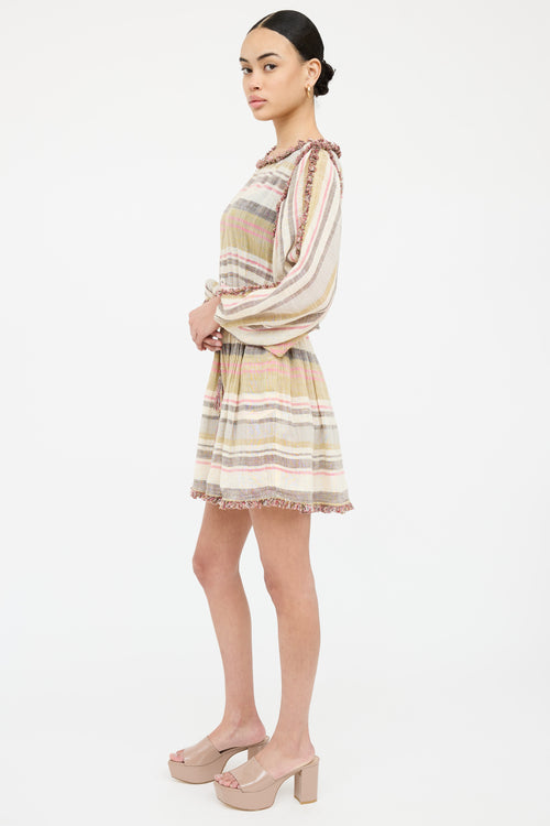 Linen Striped Raw Edge Dress