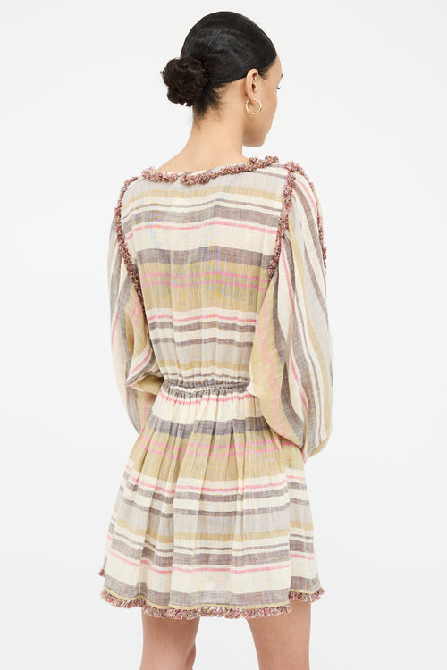 Zimmermann Linen Stripe Raw Edge Dress