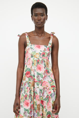 Zimmermann Pink 
Multi Floral Tiered Maxi Dress