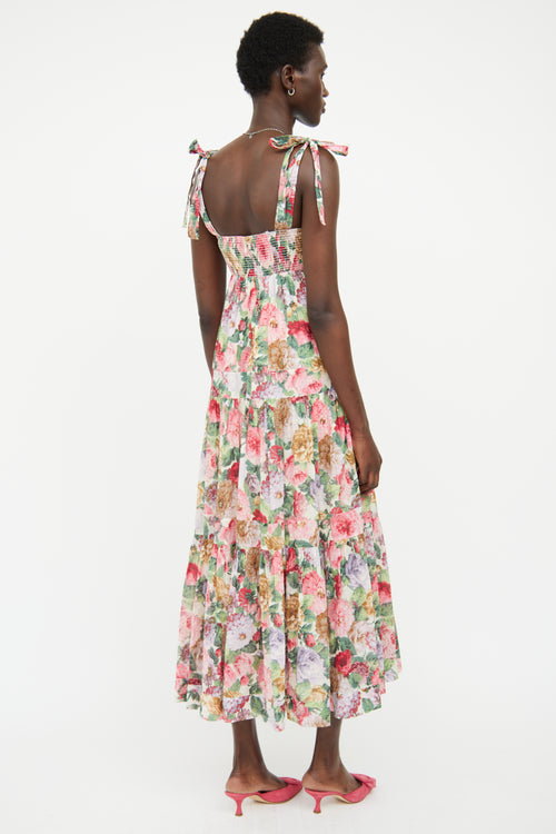 Zimmermann Pink 
Multi Floral Tiered Maxi Dress