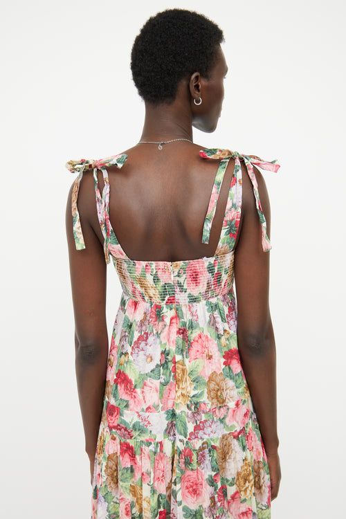 Zimmermann Pink 
Multi Floral Tiered Maxi Dress