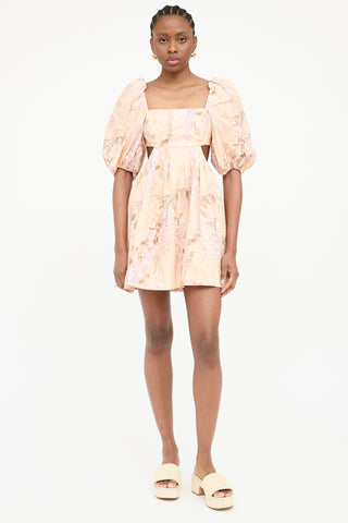 Zimmermann Floral Linen Puff Sleeve Dress