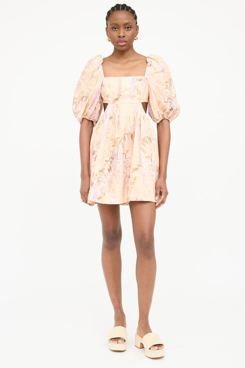 Zimmermann Floral Linen Puff Sleeve Dress