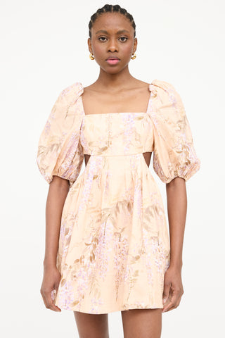 Zimmermann Floral Linen Puff Sleeve Dress