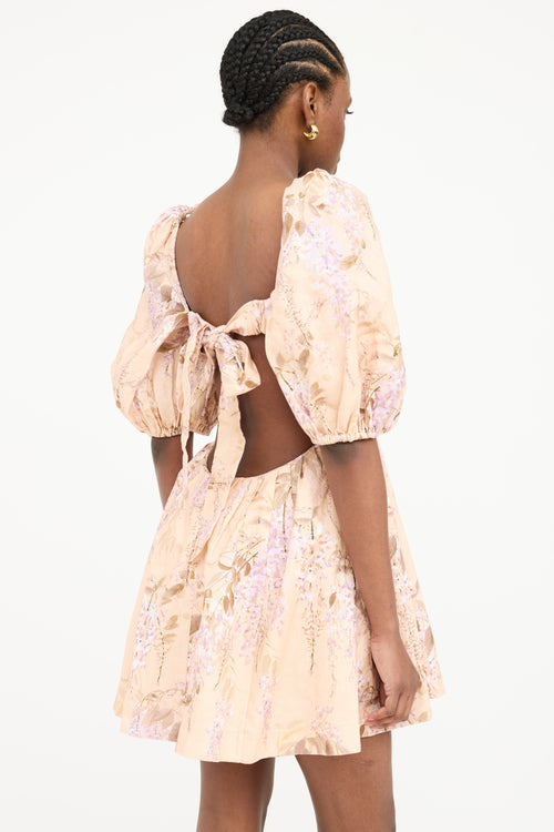 Zimmermann Floral Linen Puff Sleeve Dress