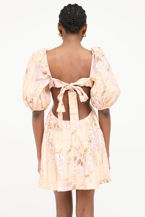 Zimmermann Floral Linen Puff Sleeve Dress