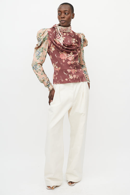 Zimmermann Multicolour Floral Puff Sleeve Blouse