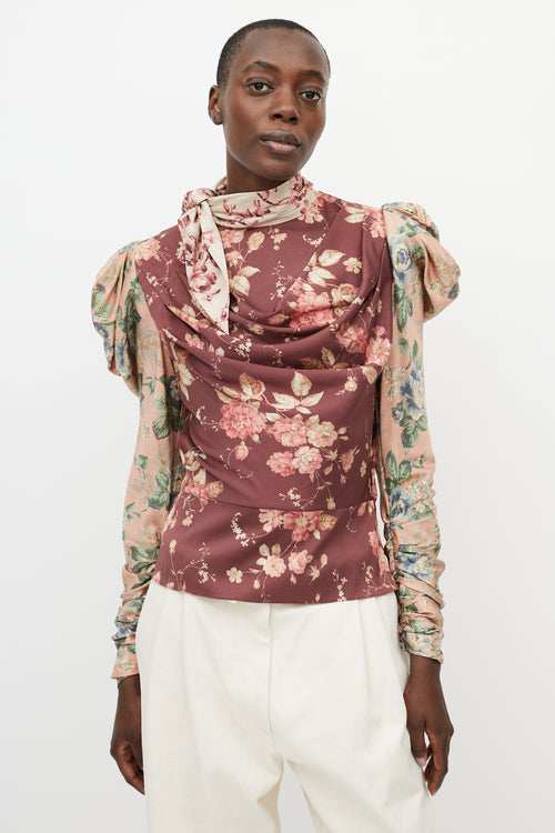 Zimmermann Multicolour Floral Puff Sleeve Blouse