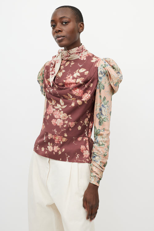 Zimmermann Multicolour Floral Puff Sleeve Blouse