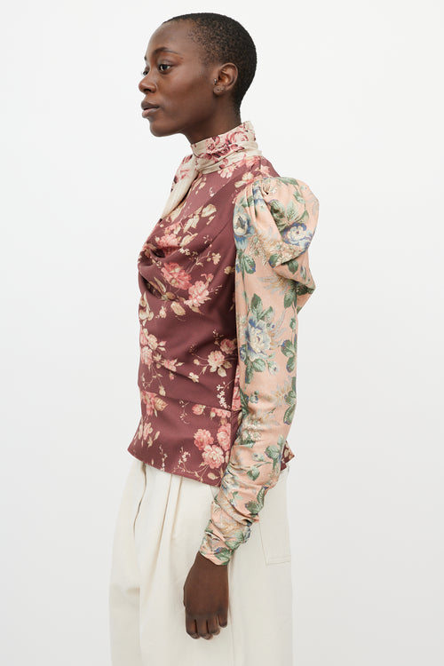 Zimmermann Multicolour Floral Puff Sleeve Blouse