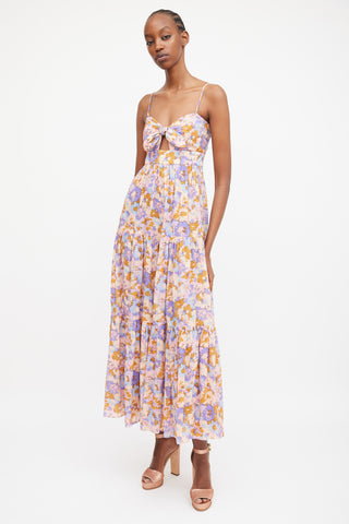 Zimmermann Multicolour Floral Violet Tie Dress