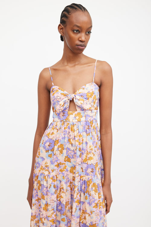 Zimmermann Multicolour Floral Violet Tie Dress