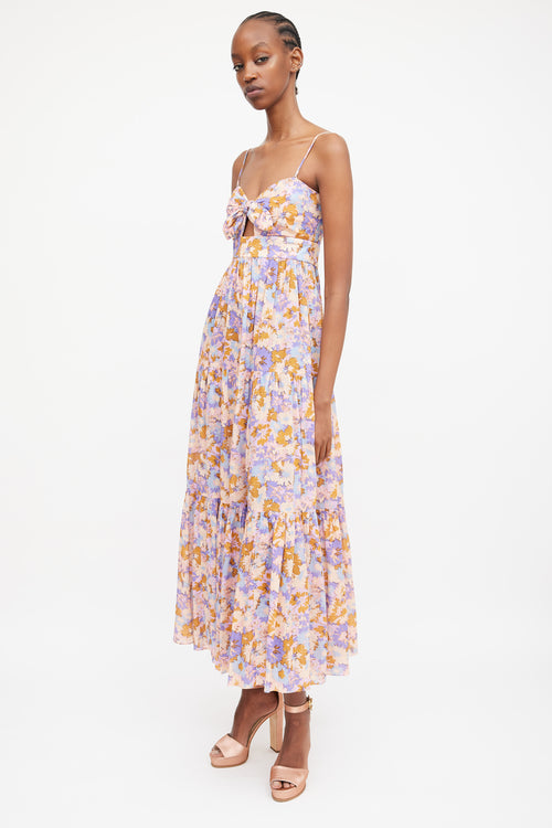 Zimmermann Multicolour Floral Violet Tie Dress