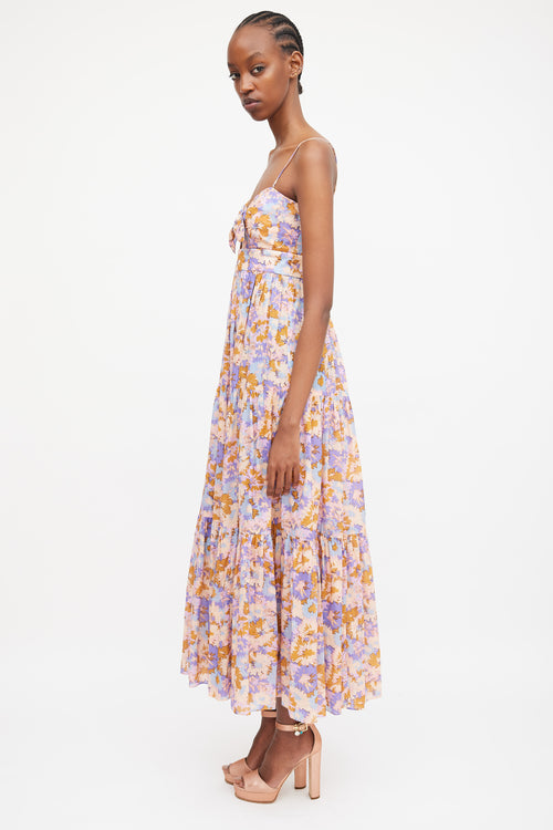 Zimmermann Multicolour Floral Violet Tie Dress