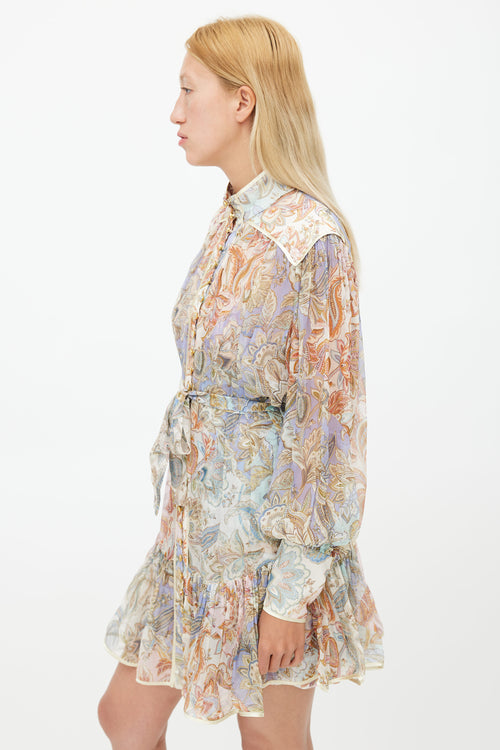 Zimmermann Multicolour Lucky Bound Belted Dress