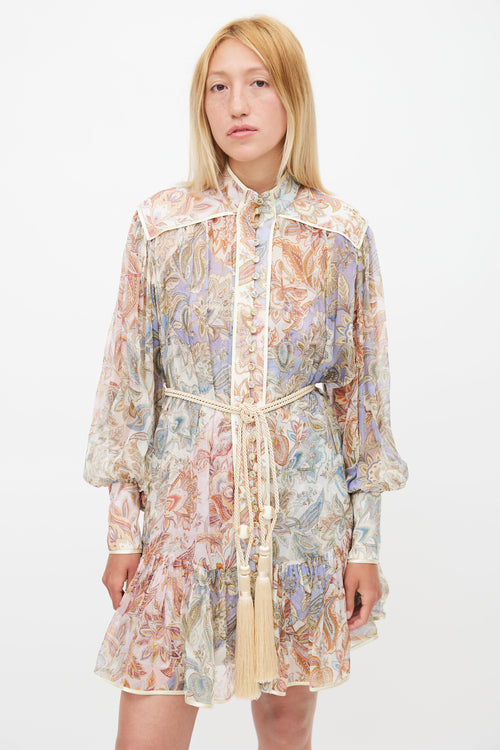 Zimmermann Multicolour Lucky Bound Belted Dress