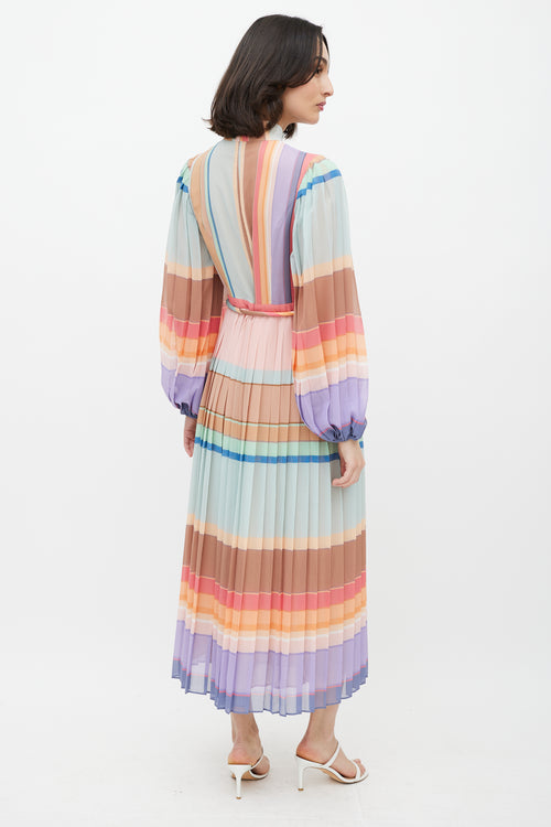 Zimmermann Multicolour Pleated Striped Maxi Dress