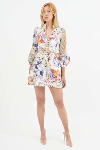 Zimmermann Multicolour Prima Floral Belted Shirt Dress