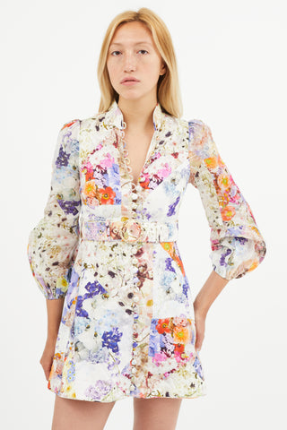 Zimmermann Multicolour Prima Floral Belted Shirt Dress