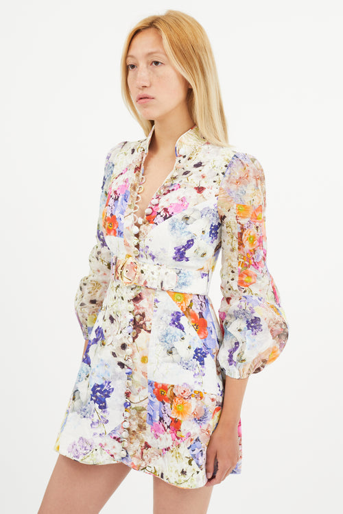 Zimmermann Multicolour Prima Floral Belted Shirt Dress