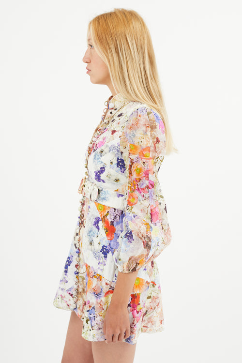 Zimmermann Multicolour Prima Floral Belted Shirt Dress