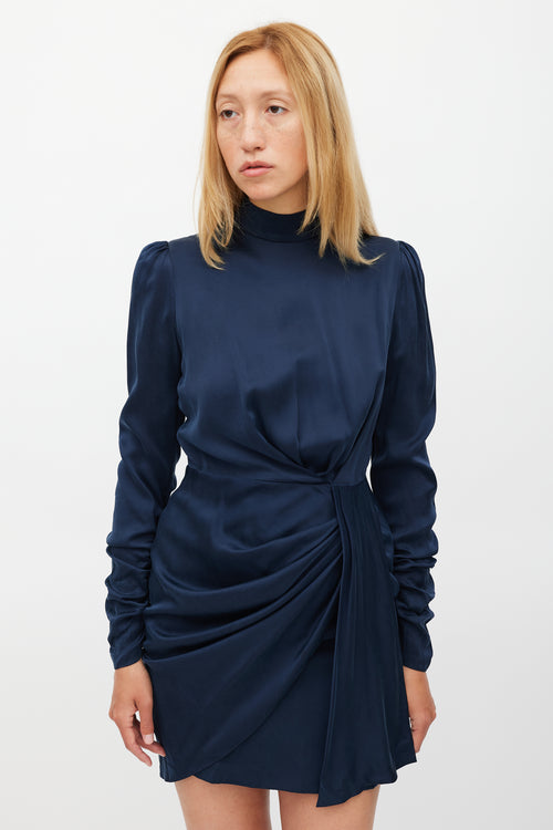 Zimmermann Navy Silk Drape Dress