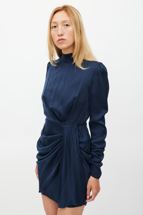 Zimmermann Navy Silk Drape Dress