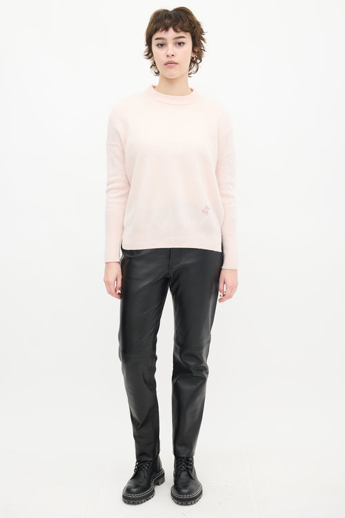 Zimmermann Pink Cashmere Embroidered Logo Sweater