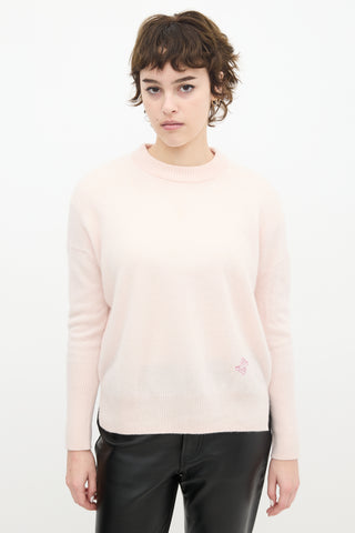 Zimmermann Pink Cashmere Embroidered Logo Sweater