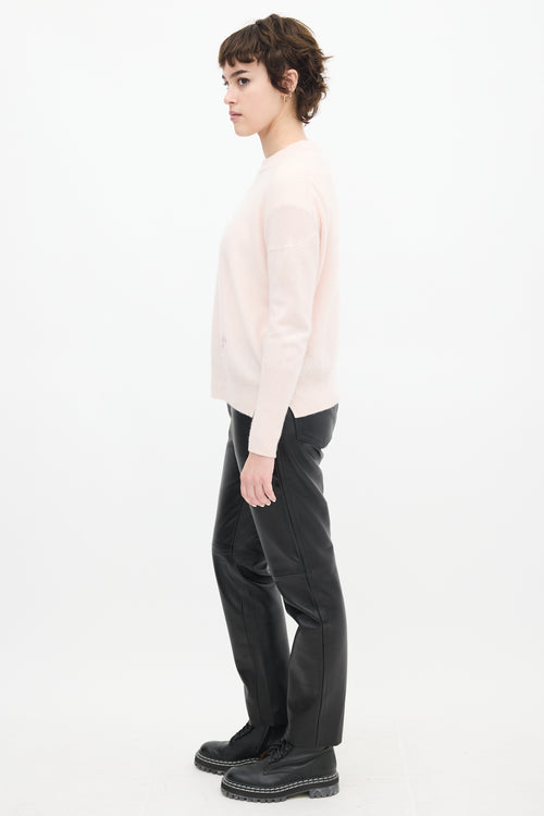 Zimmermann Pink Cashmere Embroidered Logo Sweater