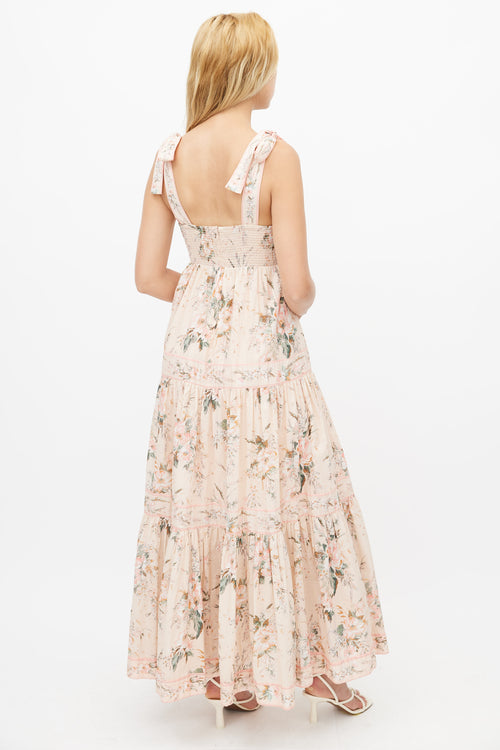 Zimmermann Pink Floral Tiered Maxi Dress