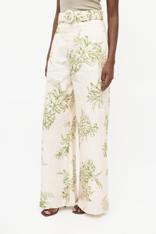 Zimmermann Pink 
Green Floral Linen Trouser