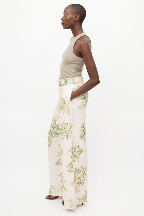 Zimmermann Pink 
Green Floral Linen Trouser